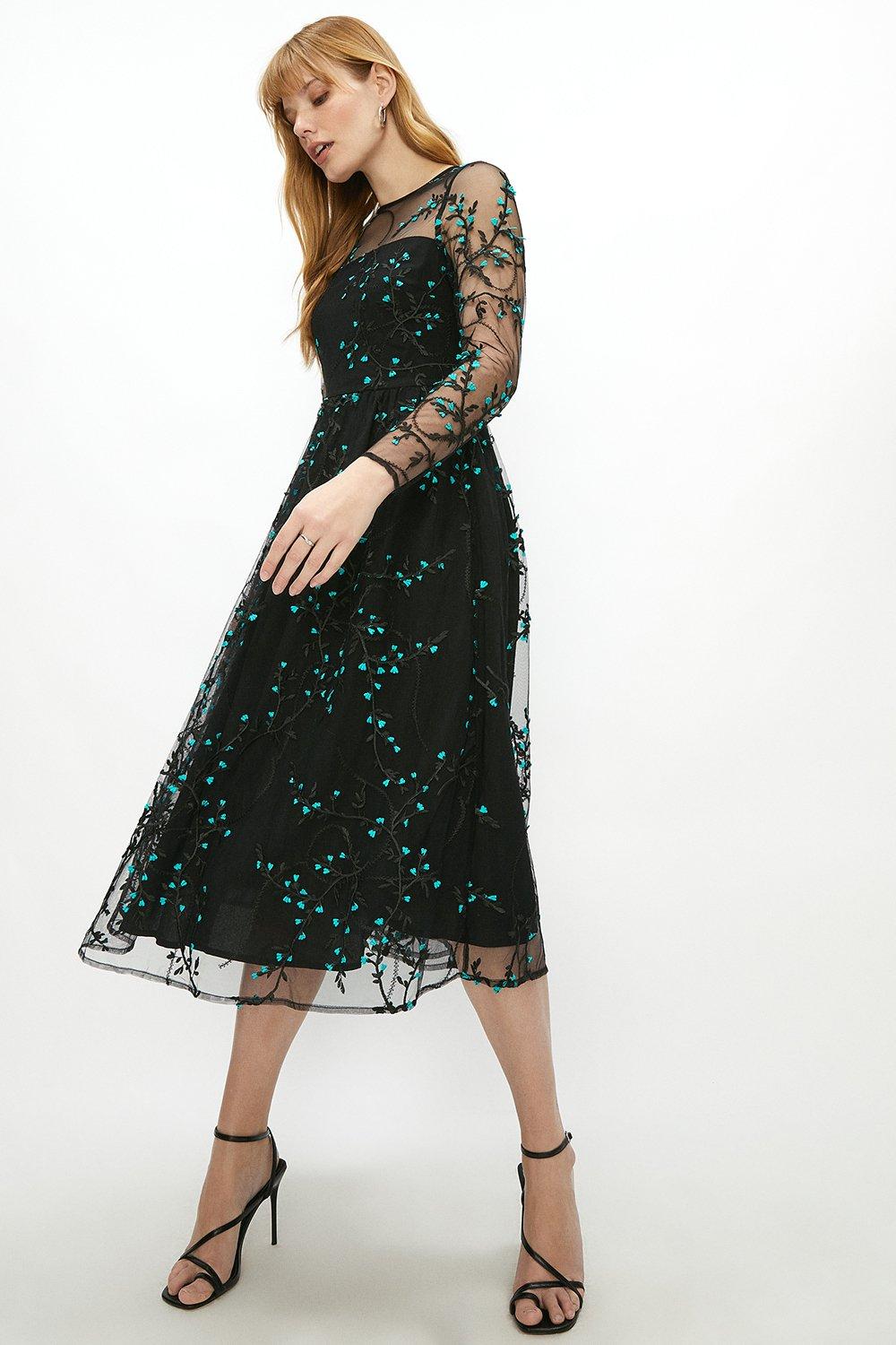 Full Skirted Embroidered Mesh Dress | Coast